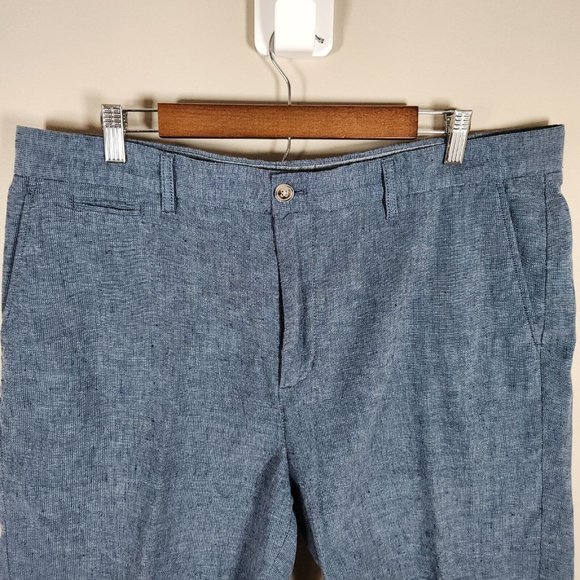 Johnnie O Shorts Mens 38 Blue Linen Cotton Blend Chino Golf Lightweight Gorpcore - Picture 3 of 11